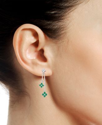 Sapphire (1-1/10 ct. t.w.) & Diamond (1/5 Flower Drop Earrings Sterling Silver (Also Ruby Emerald)