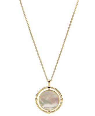 Val Vintage-Like Heritage Mother of Pearl Spinning Pendant Necklace
