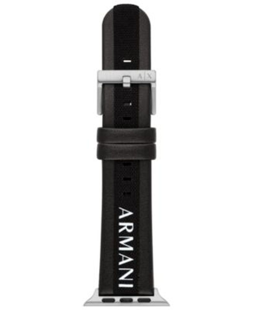 A|X Armani Exchange Black Leather Band for Apple Watch, 42, 44, 45mm |  Connecticut Post Mall