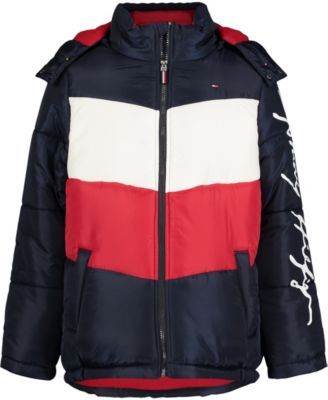 Big Boys Chevron Colorblock Puffer Jacket