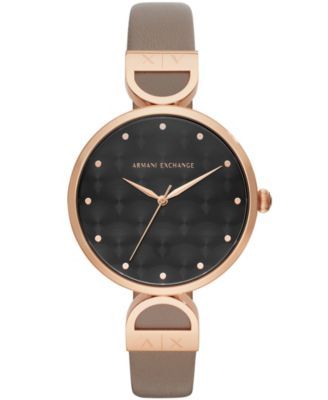 Women's Matte Gray Leather Strap Watch, 38mm