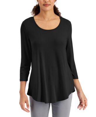 Petite 3/4-Sleeve Solid Top, Created for Macy's
