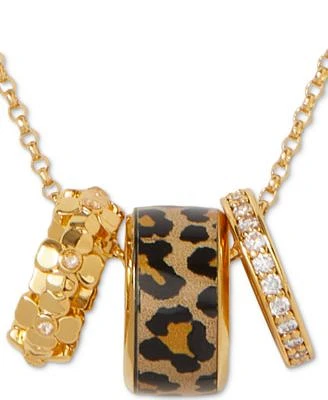 Gold-Tone Pavé Flower & Pattern Multi-Charm Pendant Necklace, 17" + 3" extender