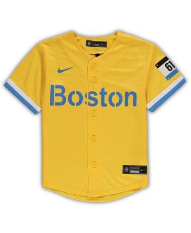 Men's Nike Xander Bogaerts Gold/Light Blue Boston Red Sox City Connect Replica Player Jersey, L