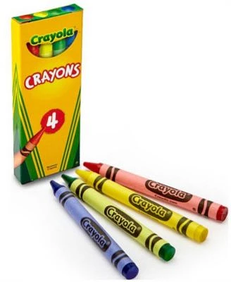 Full Size 4 Count Traveling Safe Crayons in Standard Colors, 4 Boxes