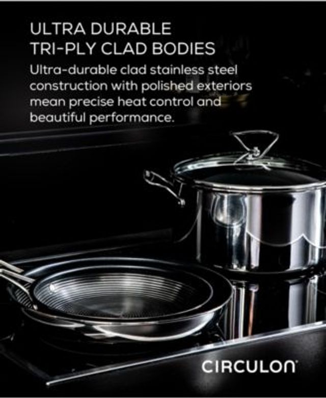 Circulon Clad Stainless Steel Induction Wok with Glass Lid and