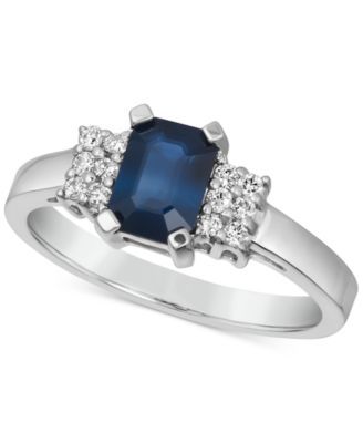 Sapphire (1-1/6 ct. t.w.) & Diamond (1/6 ct. t.w.) Ring in 14k White Gold