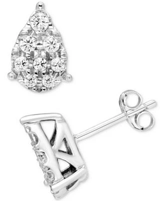 Diamond Teardrop Cluster Stud Earrings (1/2 ct. t.w.) in 10k White Gold