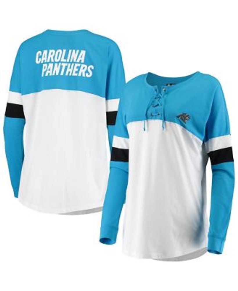 New Era Women's Blue and White Carolina Panthers Athletic Varsity Lace-Up  Long Sleeve T-shirt