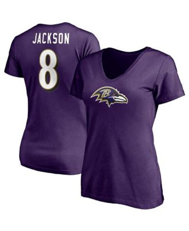 Girls Youth Lamar Jackson Pink Baltimore Ravens Fashion Fan Gear V-Neck T- Shirt