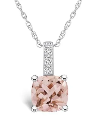 Morganite (2 Ct. T.W.) and Diamond Accent Pendant Necklace in 14K White Gold