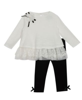 Baby Girls Textured Knit Top and Solid Leggings, 2 Piece Set
