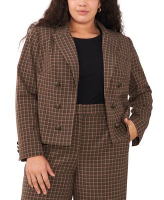 Plus Double Breasted Notch Collar Blazer
