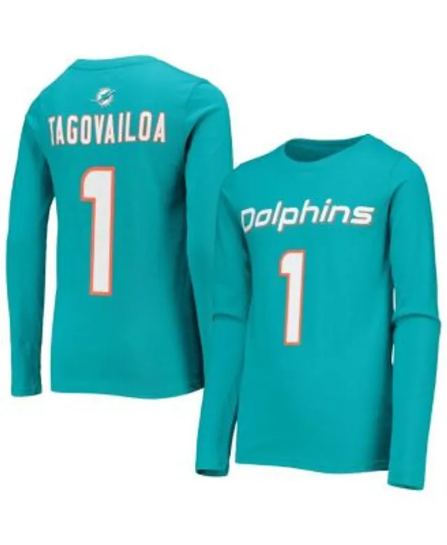 Outerstuff Youth Boys Tua Tagovailoa Aqua Miami Dolphins Mainliner Player  Name and Number Long Sleeve T-shirt