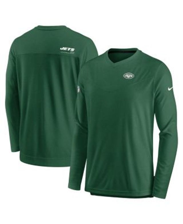 Men's Nike Green New York Jets Sideline Coach Chevron Lock Up Long Sleeve  V-Neck Performance T-Shirt