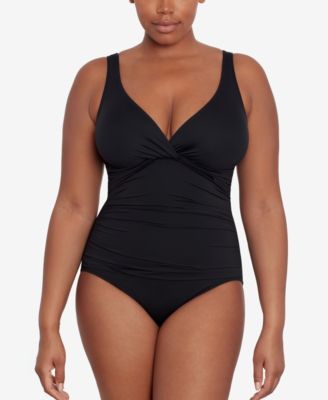 Beach Club Solid Twist Underwire Tummy-Control One-Piece Swimsuit