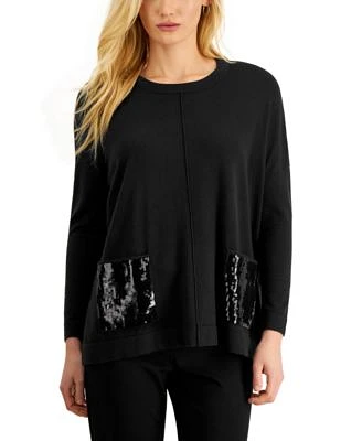 Women's Sequin-Pocket Pullover Sweater