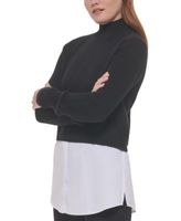 Women's Mixed Media Long-Sleeve Sweater