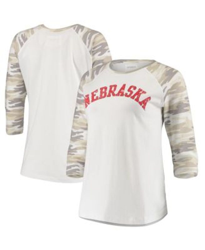 Women's Threads White, Camo Chicago Cubs Raglan 3/4-Sleeve T-shirt