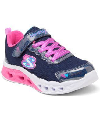 Little Girls S-Lights - Flutter Heart Bright Sparkle Stay-Put Closure Light-Up Casual Sneakers from Finish Line