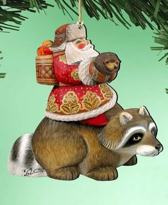 Raccoon Santa Holiday Ornaments, Set of 2