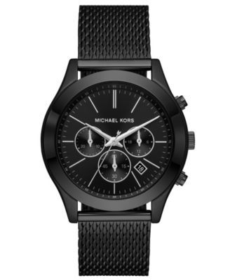 Men's Slim Runway Chronograph Black Stainless Steel Mesh Bracelet Watch 45mm