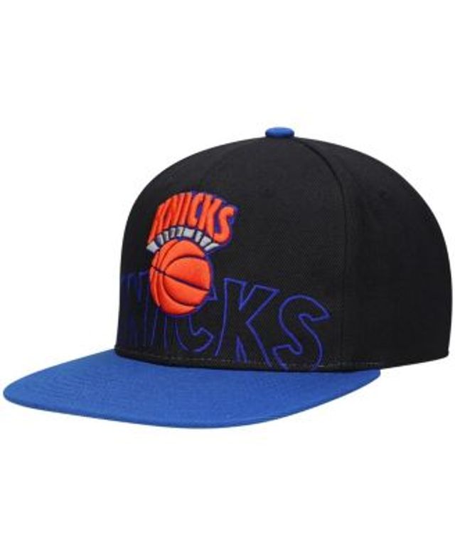 Men's Mitchell & Ness Orange/Blue New York Knicks Hardwood Classics  Sharktooth Snapback Hat