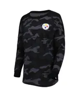 Pittsburgh Steelers New Era Women's Camo Long Sleeve T-Shirt - Black