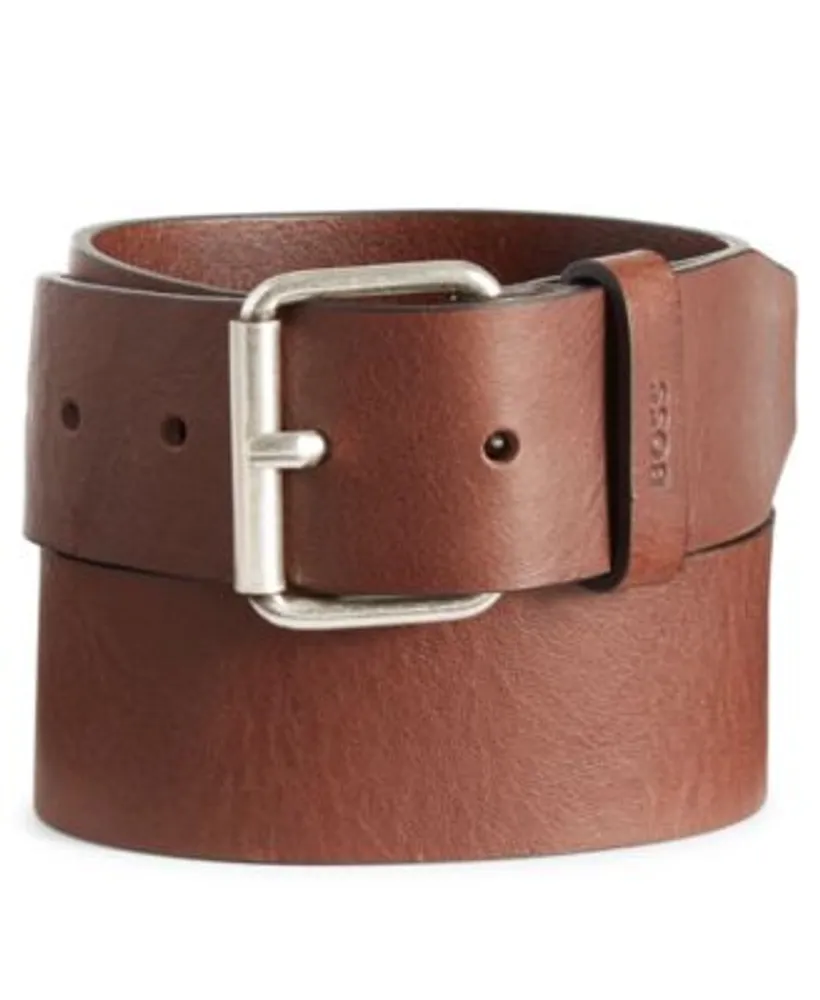 BOSS - Reversible belt in Italian leather with monogram buckle