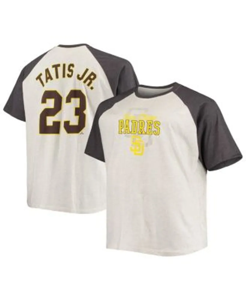 Profile Men's Fernando Tatis Jr. Oatmeal, Heathered Charcoal San Diego Padres  Big and Tall Name Number Raglan T-shirt
