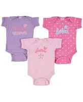 Girls Infant Soft as a Grape Pink/Purple Los Angeles Dodgers 3-Pack Rookie  Bodysuit Set