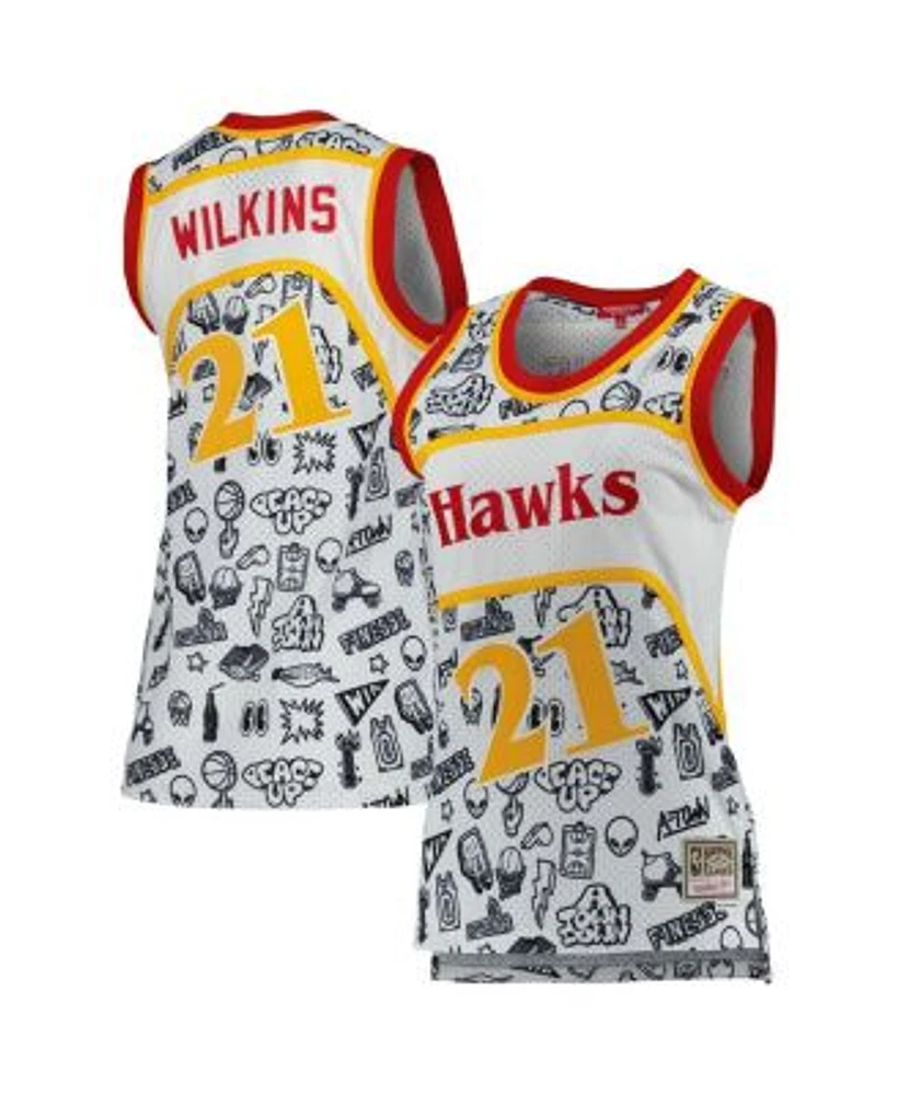 Women's Atlanta Hawks Dominique Wilkins Mitchell & Ness Pink 75th  Anniversary Rose Gold 1986 Swingman Jersey