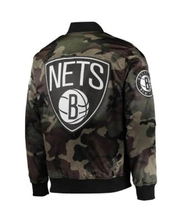 Men's Mitchell & Ness Navy New Jersey Nets Hardwood Classics Script Satin  Full-Snap Jacket