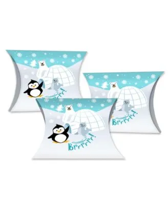 Arctic Polar Animals - Favor Gift Boxes - Winter Baby Shower or Birthday Party Petite Pillow Boxes - Set of 20