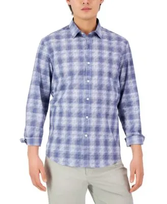 Men's Long-Sleeve Domina Plaid Yarn-Dyed Shirt, Created for Macy's