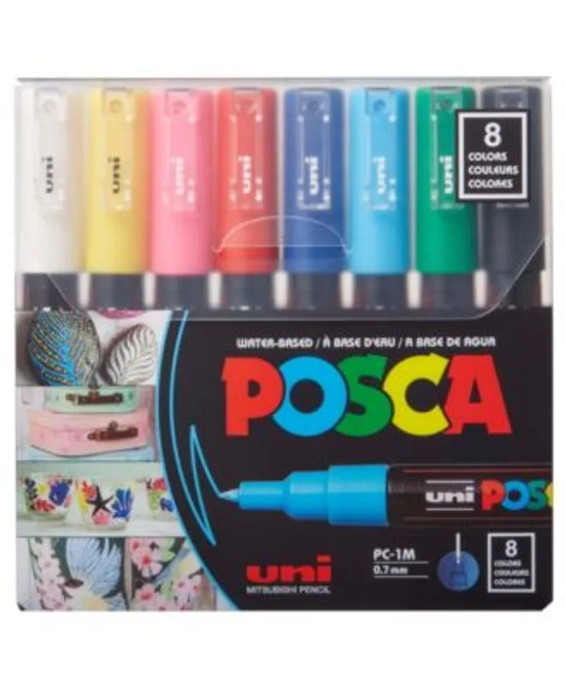 POSCA 8-Color Paint Pen Set, PC-1M, Extra-Fine Tapered Tip