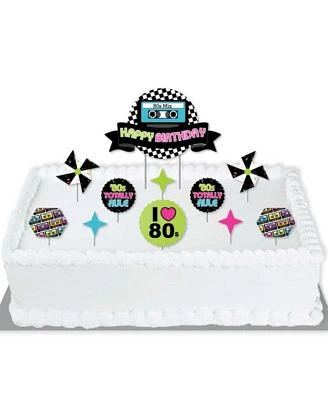 80's Retro - Birthday Party Cake Decorating Kit - Cake Topper Set - 11 Pieces