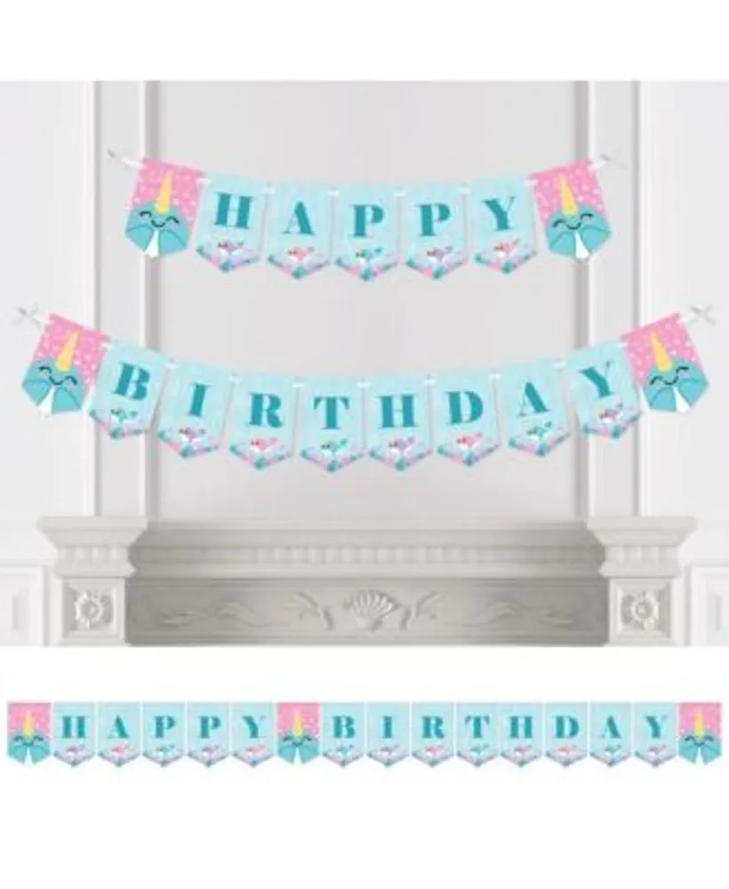 Big Dot of Happiness Narwhal Girl - Bunting Banner - Birthday Party  Decorations - Happy Birthday