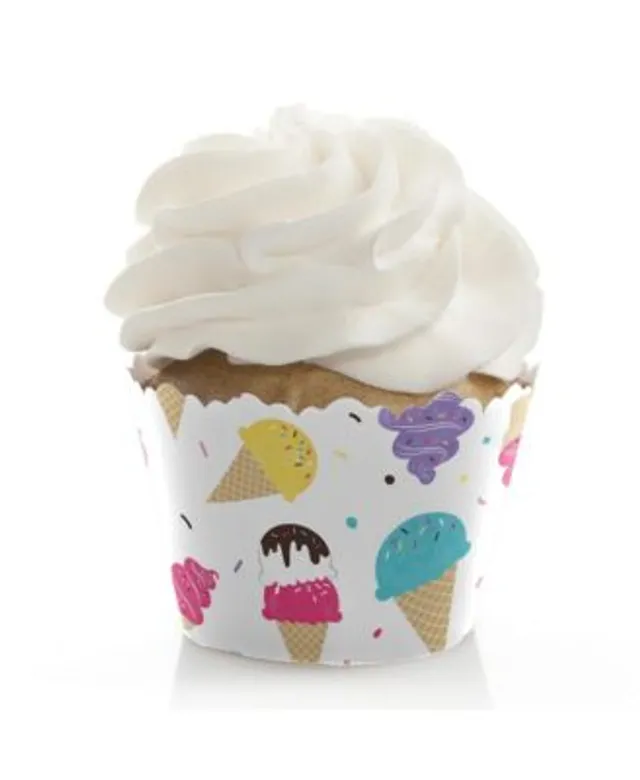 Big Dot of Happiness Scoop Up the Fun - Ice Cream - Cupcake Wrappers &  Treat Picks Kit - 24 Ct