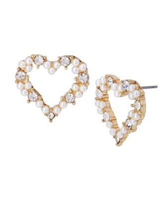 Imitation Pearl Heart Button Earrings