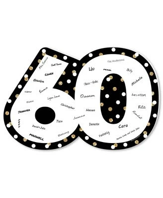 Adult 60th Birthday - Gold - Guest Book Sign Guestbook Alternative Signature Mat