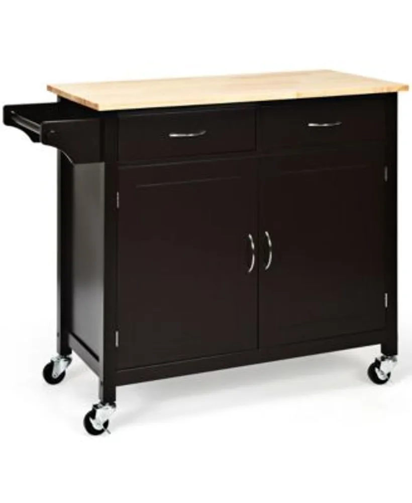 Costway Rolling Kitchen Island Utility Storage Cart W/ 3 Storage