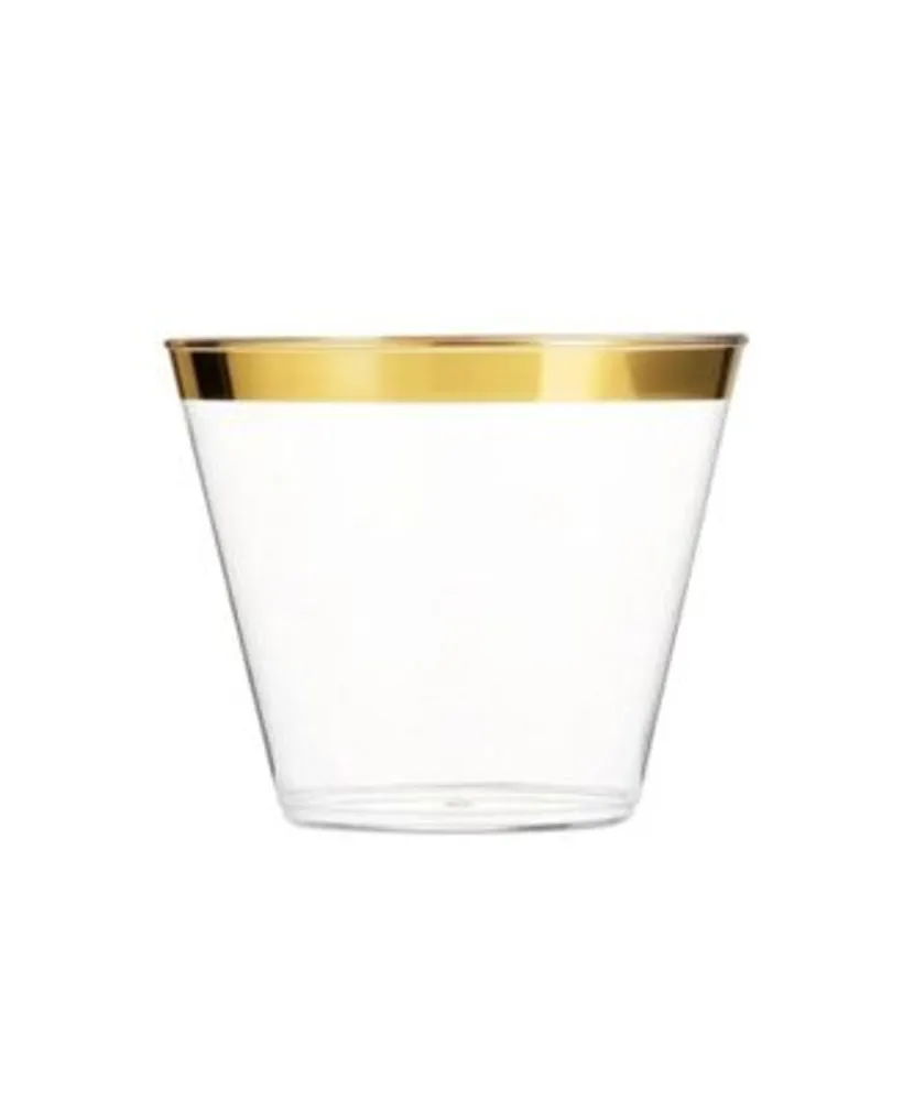 Tall Gold Rim Clear Plastic Cups