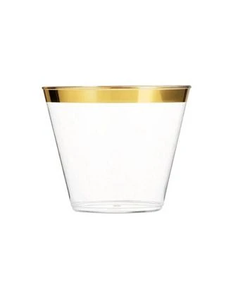 9 oz. Clear with Metallic Gold Rim Round Disposable Plastic Cups (240 Cups)