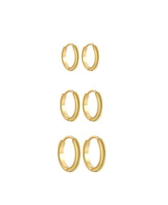 Kat 3 Pair Huggie Hoop Earrings Set