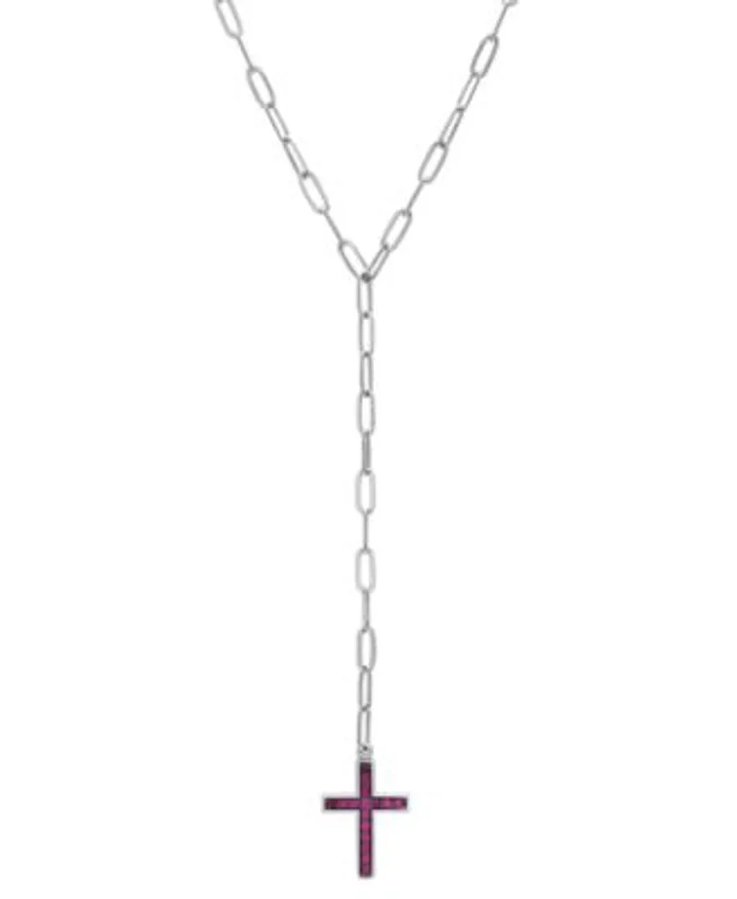 Macy's Lab-Created Ruby (4 ct. t.w.) and White Sapphire (1 ct. t.w.) Heart Pendant  Necklace in Sterling Silver - Macy's