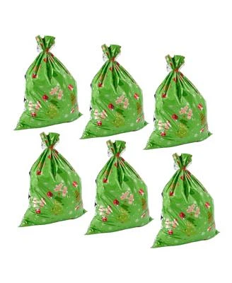 Jumbo Holiday Gift Bags, Gingerbread Man and Christmas Tree Design (36 x 48 In, 6 Pack)