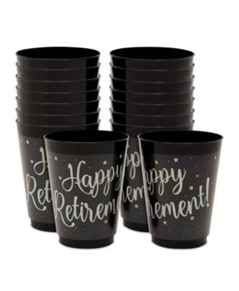 Sparkle and Bash Happy Retirement Party Decorations, Black Plastic Cups (16  oz, 16 Pack)