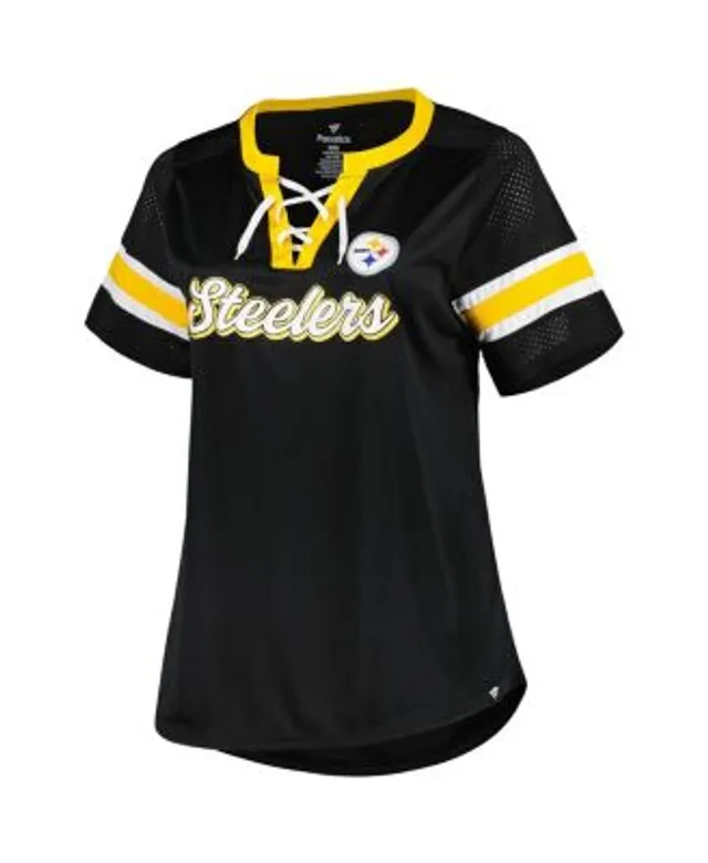 Women's Pittsburgh Steelers Black Lace-Up T-Shirt