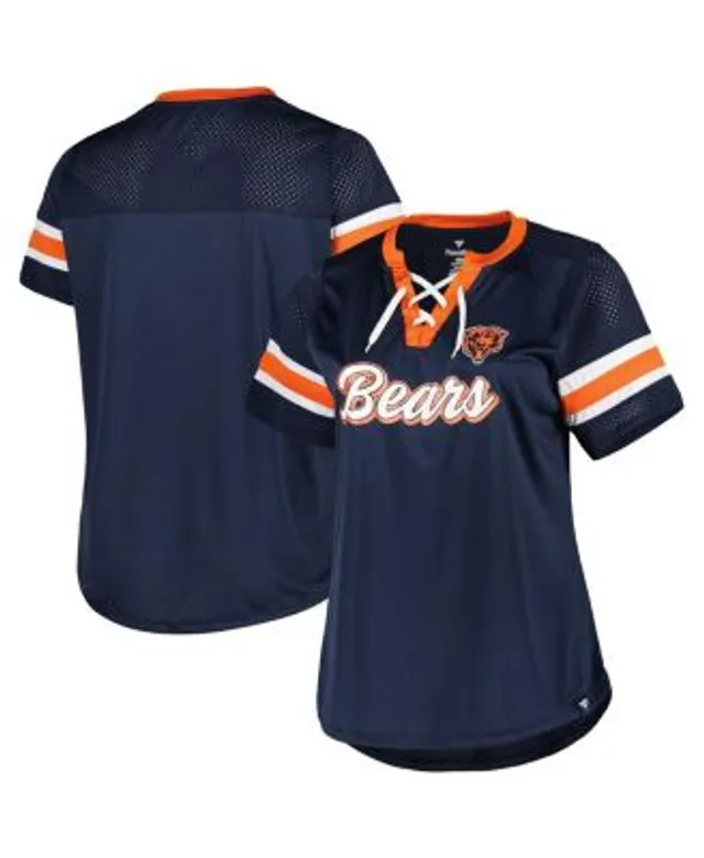 Chicago Bears New Era Women's Plus Size Athletic Varsity Lace-Up V-Neck  Long Sleeve T-Shirt - White/Navy